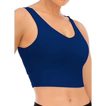 TASADA V-Neck Sports Bras for Women - Wirefree Padded Yoga Bra Running Workout Aesthetic Crop Tank Tops