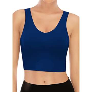 TASADA V-Neck Sports Bras for Women - Wirefree Padded Yoga Bra Running Workout Aesthetic Crop Tank Tops