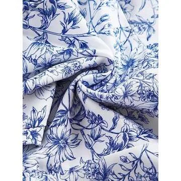 Floerns Women's Floral Print Sleeveless Halter Tie Back Layered Hem Cami Mini Dress Blue and White Large