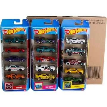 Hot Wheels 5-Pack Bundle of 15 Themed Die-Cast Cars