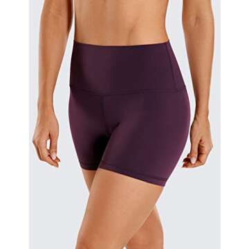 CRZ YOGA Womens Butterluxe Biker Shorts 4'' - High Waisted Booty Workout Volleyball Yoga Spandex Deep Purple Small