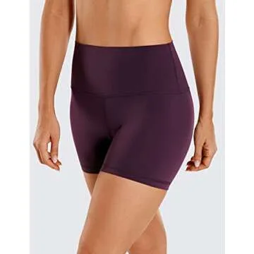 CRZ YOGA Womens Butterluxe Biker Shorts 4'' - High Waisted Booty Workout Volleyball Yoga Spandex Deep Purple Small