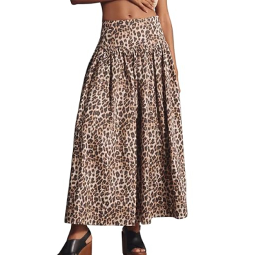 Anoumcy Leopard Print Skirt for Women Elegant Long Flowy Maxi Cheetah Print Skirt High Waist Aline A...