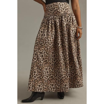 Anoumcy Leopard Print Skirt for Women Elegant Long Flowy Maxi Cheetah Print Skirt High Waist Aline Animal Print Skirts Brown XL