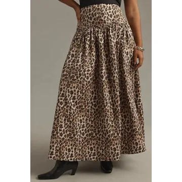 Anoumcy Leopard Print Skirt for Women Elegant Long Flowy Maxi Cheetah Print Skirt High Waist Aline Animal Print Skirts Brown XL