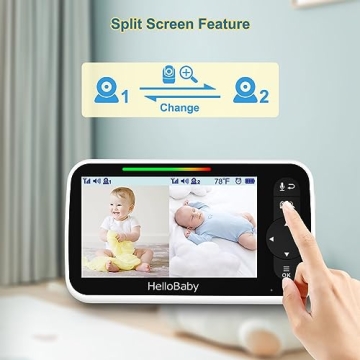 HelloBaby Video Baby Monitor with Split Screen and Cameras
