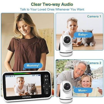 HelloBaby Video Baby Monitor with Split Screen and Cameras