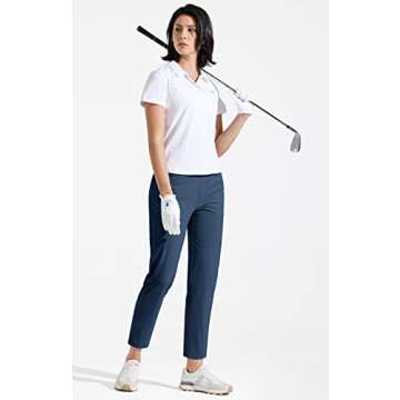 Libin Women's Golf Pants Quick Dry Hiking Jogger Scrubs Lightweight Ankle Dress Pants for Women Business Casual Travel, Navy S
