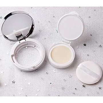 LASSUM 15g 0.5oz Empty Make-up Powder Container Air Cushion Puff Case BB Cream Box with Air Cushion Sponge Powder Puff and Mirror