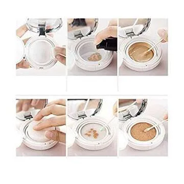 LASSUM 15g 0.5oz Empty Make-up Powder Container Air Cushion Puff Case BB Cream Box with Air Cushion Sponge Powder Puff and Mirror