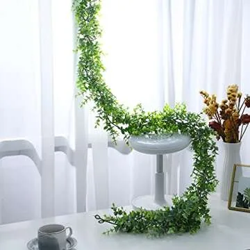 Binnny Flower 3 Pack Fake Eucalyptus Garland Greenery 6ft Artificial Boxwood Garland Faux Hanging Vines UV Protected Plant for Home Wedding Party Backdrop Arch Wall Indoor Outdoor Decor