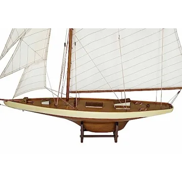 SAILINGSTORY Wooden Sailboat Model Decor Boat Model Ship Sailboat Decor Yacht Model America's Cup Columbia 1901 Replica Large