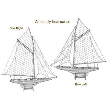 SAILINGSTORY Wooden Sailboat Model Decor Boat Model Ship Sailboat Decor Yacht Model America's Cup Columbia 1901 Replica Large