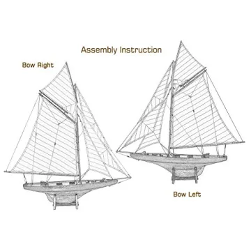 SAILINGSTORY Wooden Sailboat Model Decor Boat Model Ship Sailboat Decor Yacht Model America's Cup Columbia 1901 Replica Large