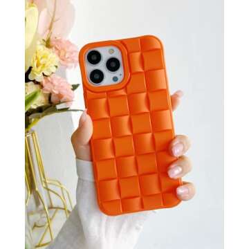 Ginkgonut Compatible with iPhone 12 Case or iPhone 12 Pro Case for Women/Girls, Cute 3D Laid Desgin Soft Silicone Shockproof Raised Bumper Corners Case for iPhone 12 / iPhone 12 Pro （Orange）