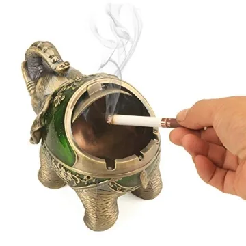 LAUYOO Elephant Decorative Ashtray for Smokers Indoor Outdoor Gift