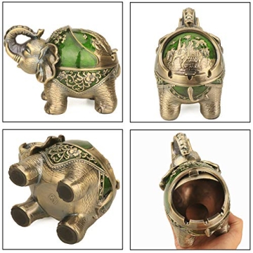 LAUYOO Elephant Decorative Ashtray for Smokers Indoor Outdoor Gift