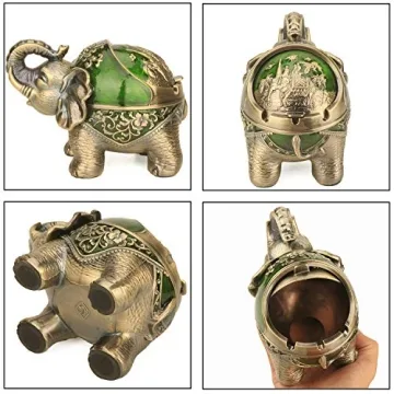 LAUYOO Elephant Decorative Ashtray for Smokers Indoor Outdoor Gift