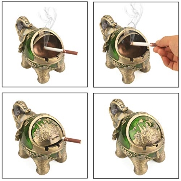 LAUYOO Elephant Decorative Ashtray for Smokers Indoor Outdoor Gift
