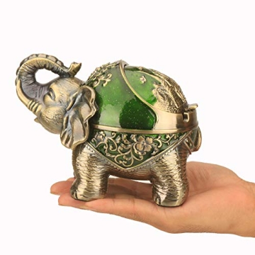 LAUYOO Elephant Decorative Ashtray for Smokers Indoor Outdoor Gift