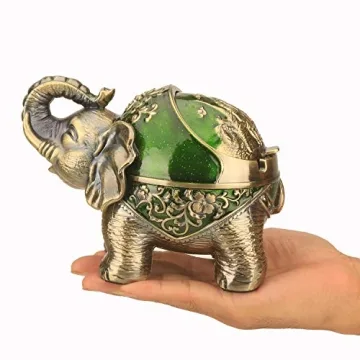 LAUYOO Elephant Decorative Ashtray for Smokers Indoor Outdoor Gift