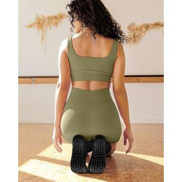 5 Pairs Pilates Socks Yoga Socks with Grips for Women Non-Slip Grip Socks for Pure Barre, Ballet, Da...