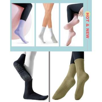 5 Pairs Pilates Socks Yoga Socks with Grips for Women Non-Slip Grip Socks for Pure Barre, Ballet, Dance, Workout, Hospital, Assorted