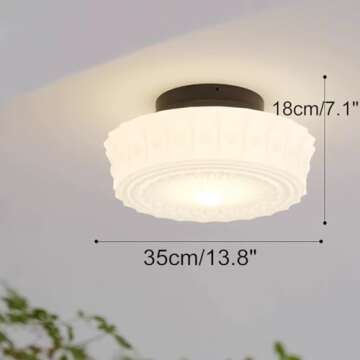 Jowjut Milk Glass Ceiling Light - Mid Century Vintage Charm