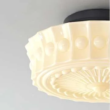 Jowjut Vintage Milk Glass Ceiling Light for Elegant Spaces