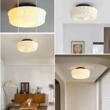 Jowjut Vintage Milk Glass Ceiling Light for Elegant Spaces