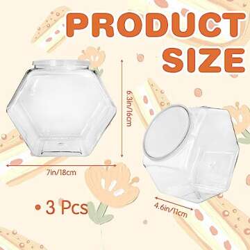 Woozettn 3 Pcs Plastic Candy Jars - Clear Cookie Jars 71 Oz for Kitchen Counter