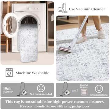 LIVEBOX Vintage Round Washable Rug - Soft 5 Foot Circular Carpet