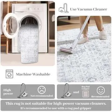 LIVEBOX Vintage Round Washable Rug - Soft 5 Foot Circular Carpet