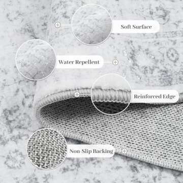 LIVEBOX Vintage Round Washable Rug - Soft 5 Foot Circular Carpet