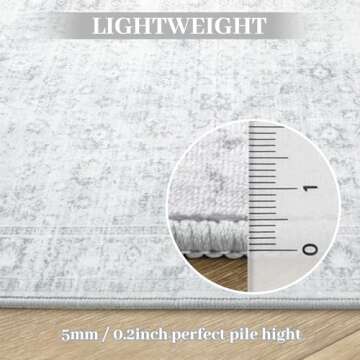 LIVEBOX Vintage Round Washable Rug - Soft 5 Foot Circular Carpet