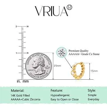VRIUA Gold Huggies Earrings - Hypoallergenic & Stunning