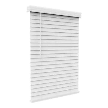 ARLO BLINDS Faux Wood Blinds with Crown Valance - 34.25" Width x 60" Height, White, Cordless Window ...