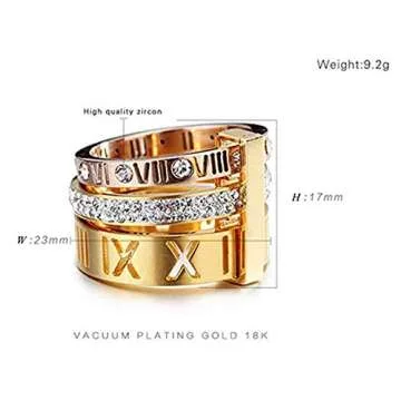 PAMTIER Stainless Steel Zirconia 3 in 1 Ring - Elegant