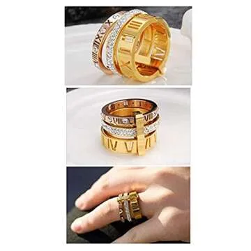 PAMTIER Stainless Steel Zirconia 3 in 1 Ring - Elegant