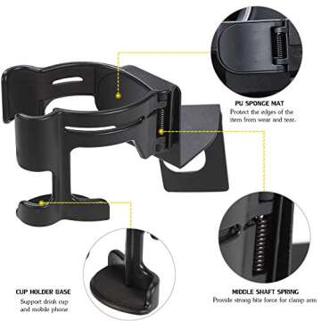 Savadicar JL & JT Multi-Function Drink Cup Phone Holder, 2 in 1 Bolt-on Stand Bracket Organizer, Cellphone Mount for 2018-2023 Jeep Wrangler JL JLU 4XE & Gladiator JT, Interior Accessories, Black