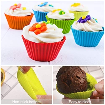 BiaoGan Silicone Baking Cups, 40-Pack in Vibrant Colors