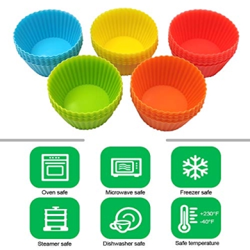 BiaoGan Silicone Baking Cups, 40-Pack in Vibrant Colors