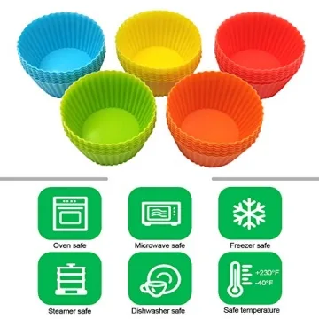 BiaoGan Silicone Baking Cups, 40-Pack in Vibrant Colors