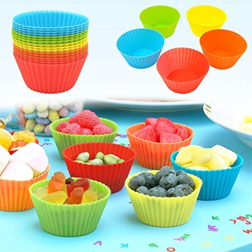 BiaoGan Silicone Baking Cups, 40-Pack in Vibrant Colors