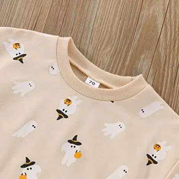 FYBITBO Halloween Baby Girl Boy Clothes Pumpkin Romper Sweatshirt Onesie Long Sleeve Bodysuit Top Fall Winter Outfit (Halloween Ghost Onesie,0-3 Months)