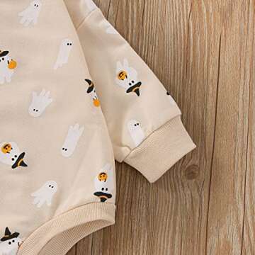 FYBITBO Halloween Baby Girl Boy Clothes Pumpkin Romper Sweatshirt Onesie Long Sleeve Bodysuit Top Fall Winter Outfit (Halloween Ghost Onesie,0-3 Months)