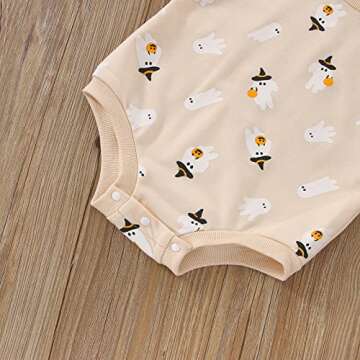 FYBITBO Halloween Baby Girl Boy Clothes Pumpkin Romper Sweatshirt Onesie Long Sleeve Bodysuit Top Fall Winter Outfit (Halloween Ghost Onesie,0-3 Months)