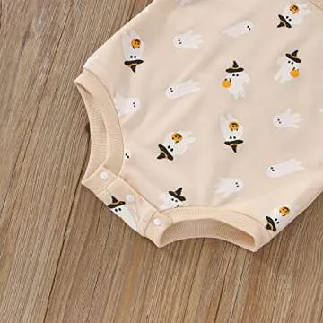 FYBITBO Halloween Baby Girl Boy Clothes Pumpkin Romper Sweatshirt Onesie Long Sleeve Bodysuit Top Fall Winter Outfit (Halloween Ghost Onesie,0-3 Months)