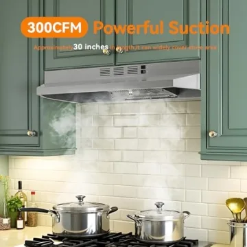 VIKIO HOME Kitchen Hood 30-Inch Stainless Steel Under Cabinet Range Hood, Ducted/Ductless Convertibl...