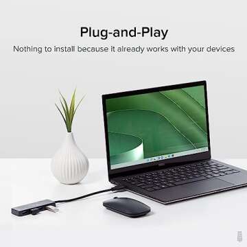 Plugable 4 Port USB Hub 3.0, USB Splitter for Laptop, Compatible with Windows, Surface Pro, PC, Chromebook, Linux, Android, Charging Not Supported
